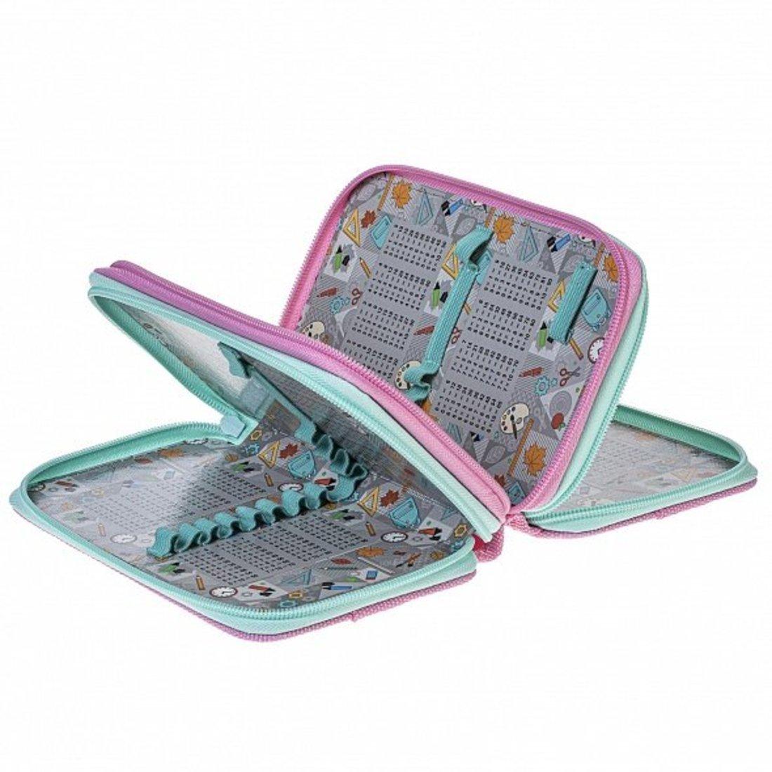 Пенал Сладкий котик 190х110мм 3 отделения на молнии