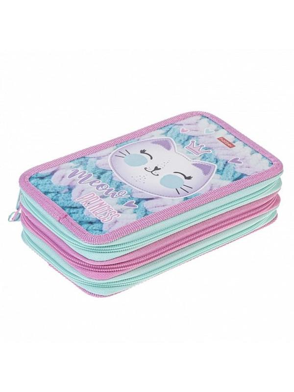 Пенал Сладкий котик 190х110мм 3 отделения на молнии