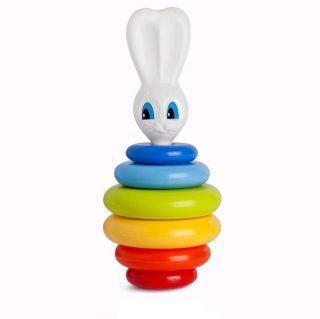 Пирамида Зайка с кольцами мини 23 см