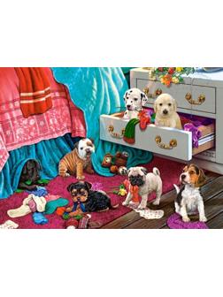 Пазлы 300 Щенки в спальне