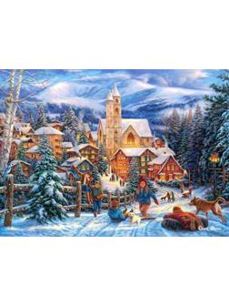 Пазлы 300 Снежная горка в городе