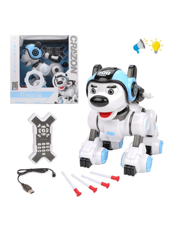 Робот Пёс-полицейский, ИК упр., эл., свет, звук, USB шнур, эл.пит.ААA*2шт.не
вх.в комплект