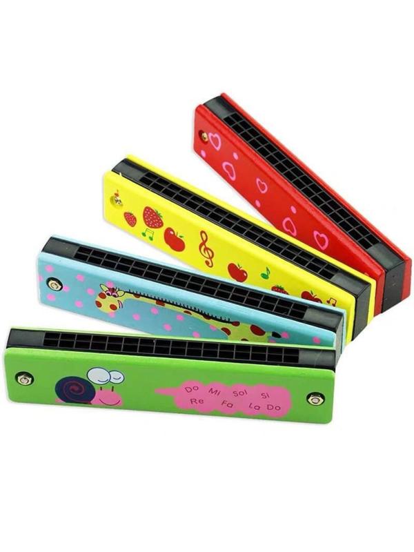 Музыкальный инструмент: Губная гармошка дер., 13 см, в ассорт., пакет