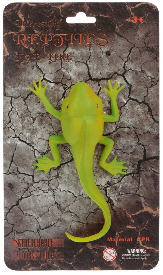 Ящерица тянущаяся из мягкой резины, картон