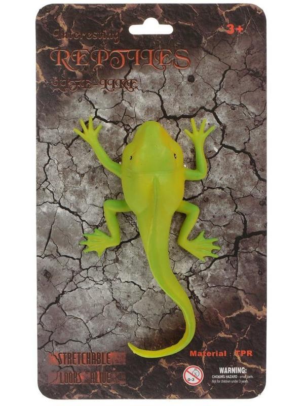 Ящерица тянущаяся из мягкой резины, картон