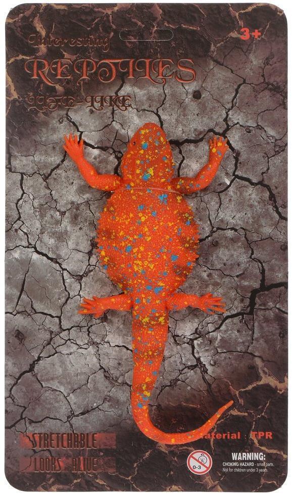 Ящерица тянущаяся из мягкой резины, картон