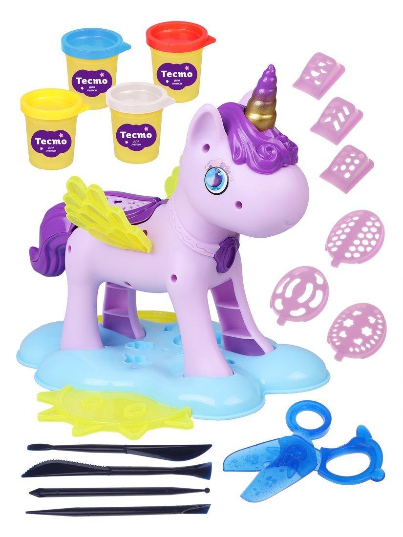Набор для лепки Единорог, тесто 4 цвета, 230 г, пластиковый единорог, 16
аксессуаров