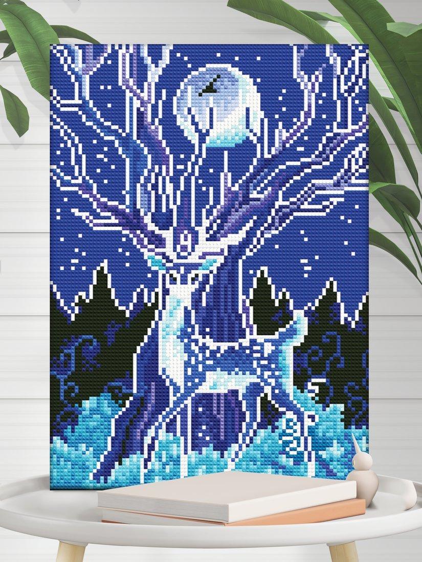 Алмазная мозаика Лесной олень, 25*35см, на подрамнике, светится в темноте