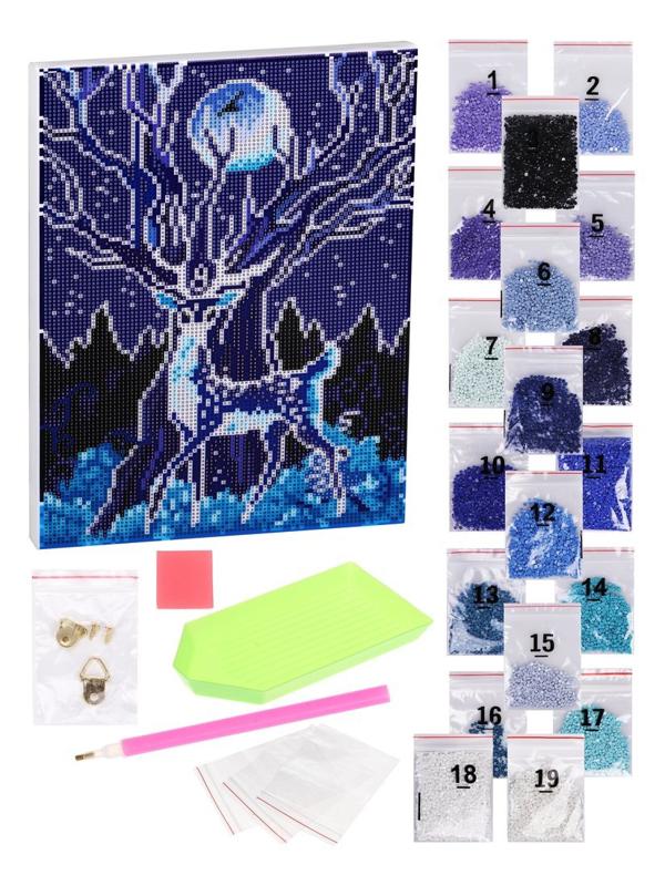 Алмазная мозаика Лесной олень, 25*35см, на подрамнике, светится в темноте