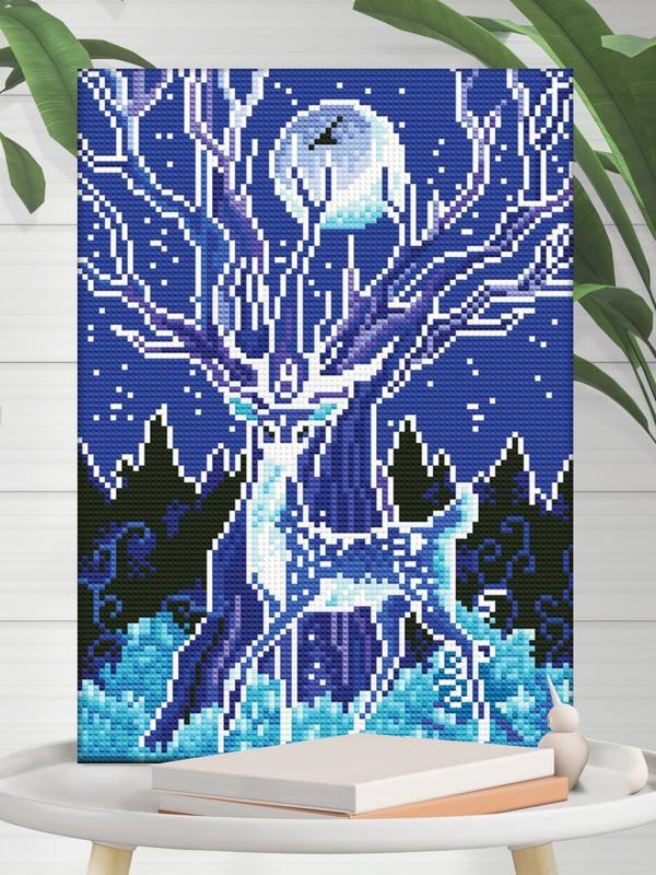 Алмазная мозаика Лесной олень, 25*35см, на подрамнике, светится в темноте