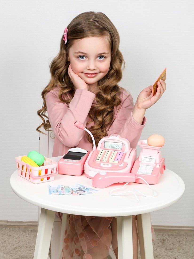 Касса эл. Играем в магазин, розовая