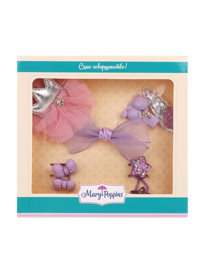 Набор заколок и резинок Сиреневые мечты, 4 заколки , 4 резинки, самый
большой 8 см.