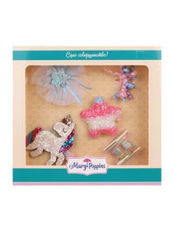 Набор заколок и резинок Единорог, 4 заколки, 2 резинки , единорог 5 см.