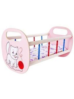 Кроватка для кукол деревянная мал, в ассорт.