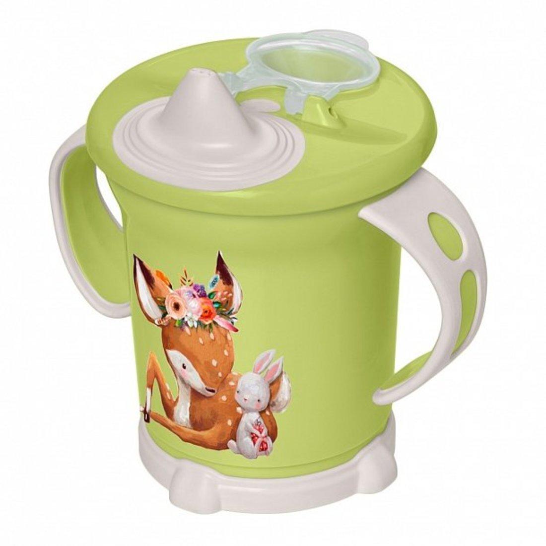 Поильник с ручками и декором 270мл салатовый