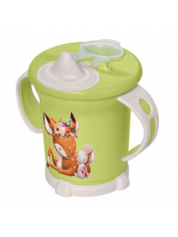 Поильник с ручками и декором 270мл салатовый