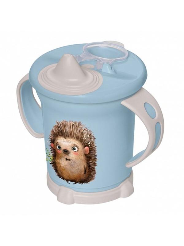 Поильник с ручками и декором 270мл светло-голубой