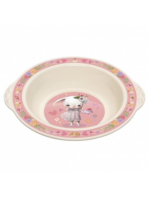 Тарелка детская глубокая с розовым декором
