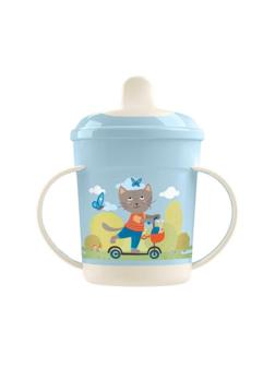 Поильник с ручками и декором, 320 мл, светло-голубой