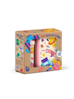 Набор: Ланч-Бокс 0,98 л. и Бутылка для воды с петлей 0,4 л., с декором Розовый