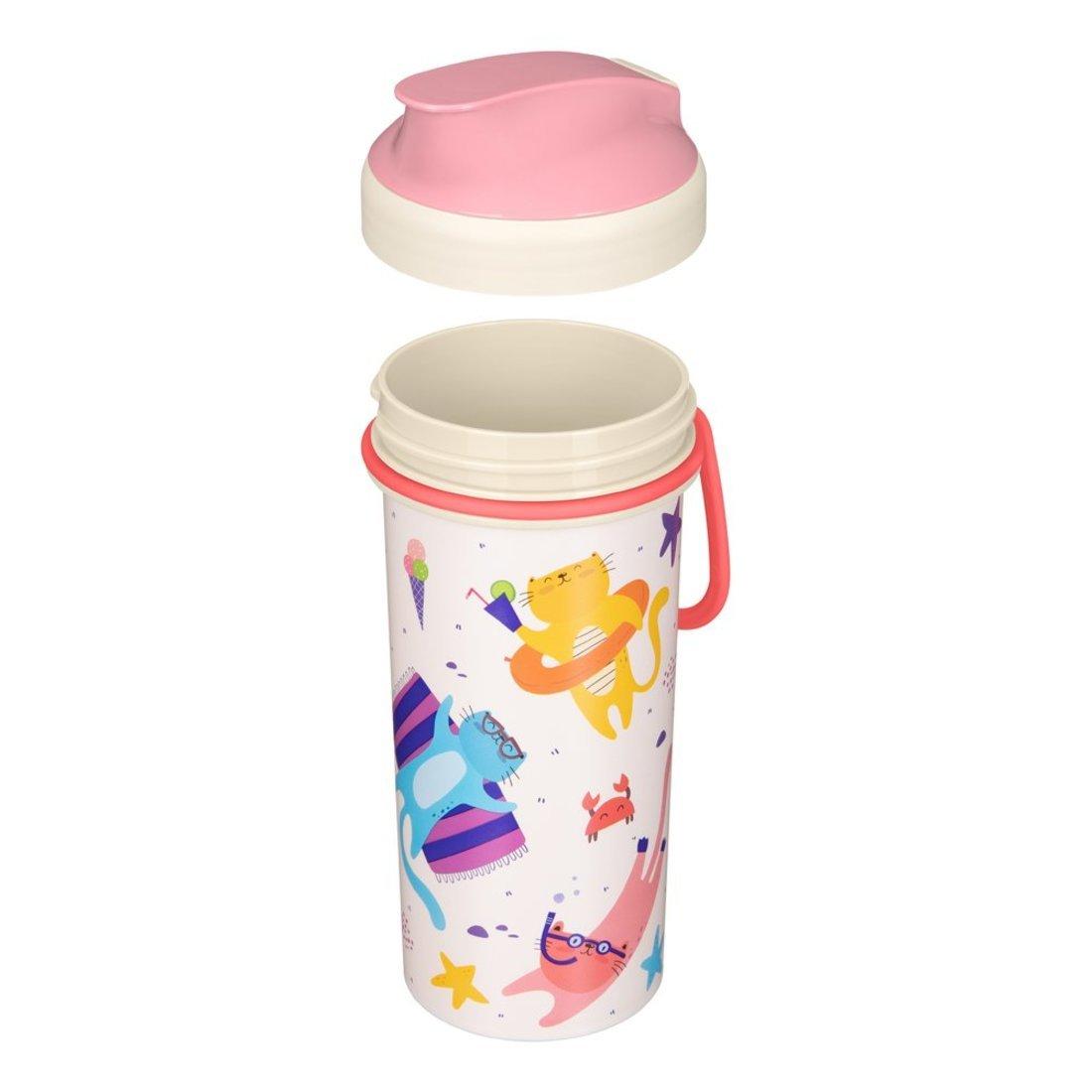 Бутылка детская с декором и петлей 400 мл Розовый