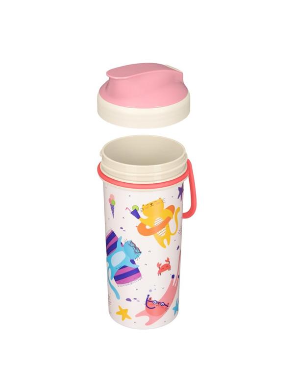 Бутылка детская с декором и петлей 400 мл Розовый