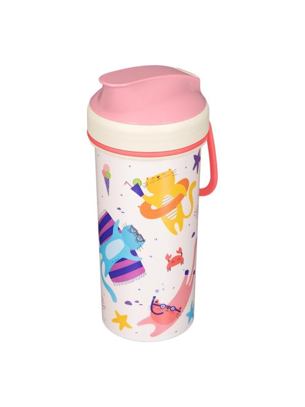 Бутылка детская с декором и петлей 400 мл Розовый