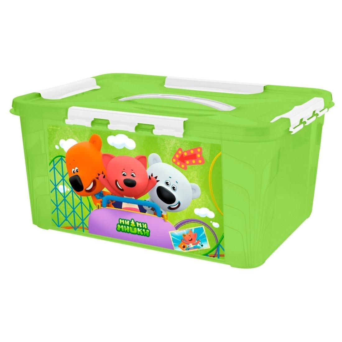 Универсальный ящик с декором Ми-Ми-Мишки с замками и ручкой 390х290х180мм,
15,3Л (Зеленый)