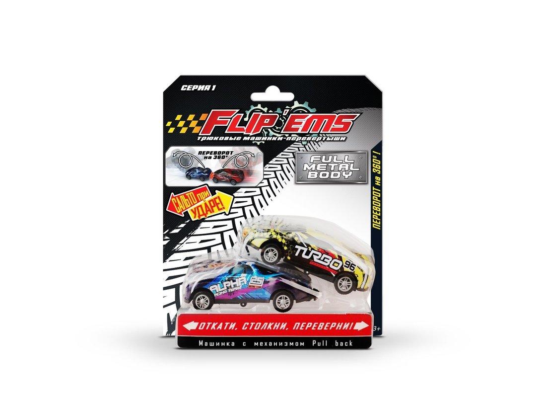 Игрушка-трюковая машинка FlipEms (2 шт),пруж мех, в ассорт.