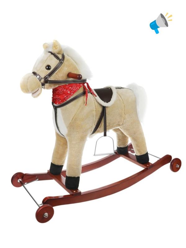 Лошадка-качалка на колесах 78 см, мелодия, звук галоп., эл.пит.3*AA не вх.в
комплект, открыв. рот., машет хвостом