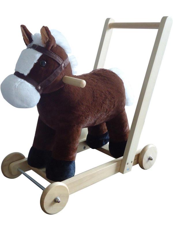 Ходунки-каталка Лошадка, 53 см, плюш, звук, эл.пит.LR44*3шт.вх.в комплект