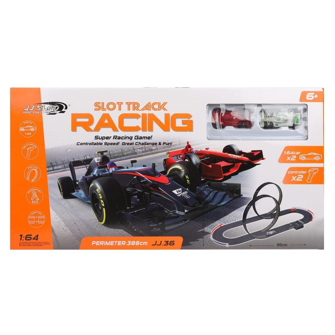 Игровой набор Автотрек, в комплекте деталей 52шт, размер трассы 40*90см,
машина 1:64 - 2шт, элементы питания АА*8шт не входят, коробка