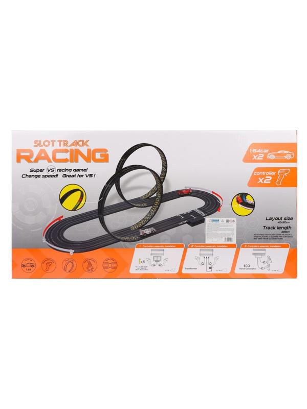Игровой набор Автотрек, в комплекте деталей 52шт, размер трассы 40*90см,
машина 1:64 - 2шт, элементы питания АА*8шт не входят, коробка