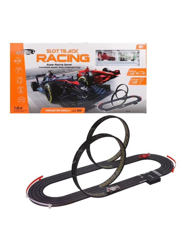 Игровой набор Автотрек, в комплекте деталей 52шт, размер трассы 40*90см,
машина 1:64 - 2шт, элементы питания АА*8шт не входят, коробка