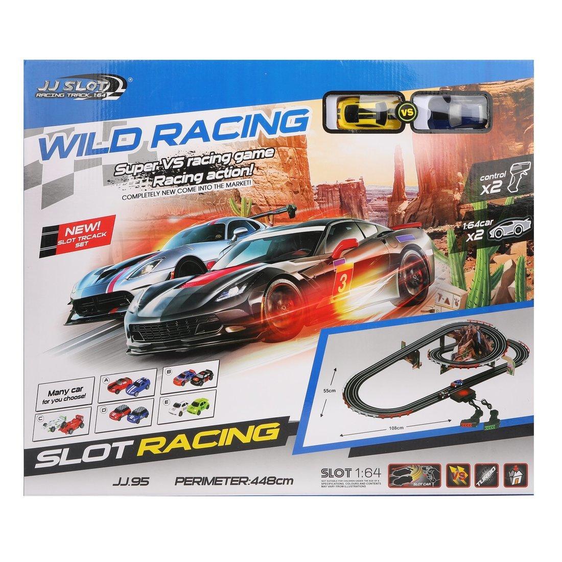 Игровой набор Автотрек, в комплекте деталей/предметов 49шт, размер трассы
55*108см, машина 1:64 - 2шт., элементы питания АА*8шт. не входят, коробка
