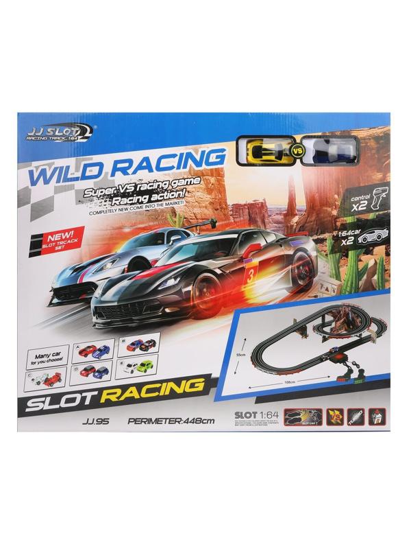 Игровой набор Автотрек, в комплекте деталей/предметов 49шт, размер трассы
55*108см, машина 1:64 - 2шт., элементы питания АА*8шт. не входят, коробка