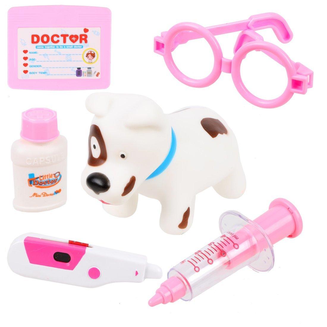 Набор ветеринара 6 предм., свет, бат.2*AG10 вх.в компл., розов., пакет