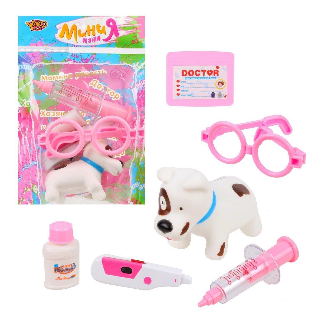 Набор ветеринара 6 предм., свет, бат.2*AG10 вх.в компл., розов., пакет