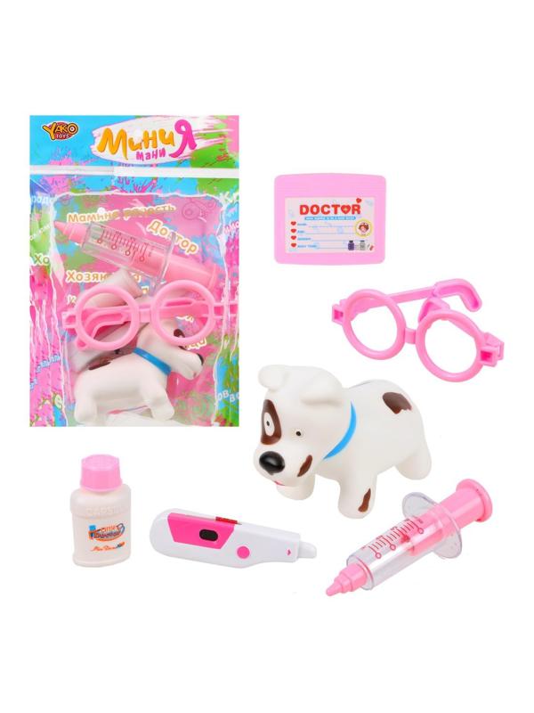 Набор ветеринара 6 предм., свет, бат.2*AG10 вх.в компл., розов., пакет