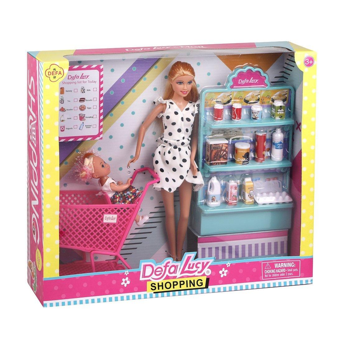 Игровой набор Defa Lucy. «Супермаркет» 2 куклы, 16 предм.в компл.