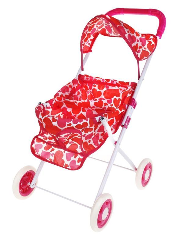 Коляска прогулочная Сердца с крышей, металл, пакет