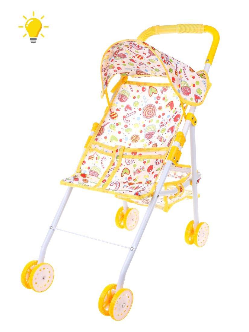 Коляска прогулочная Сладости светящаяся, с крышей, металл, эл.пит.AG3*6шт.вх.в
комплект, пакет