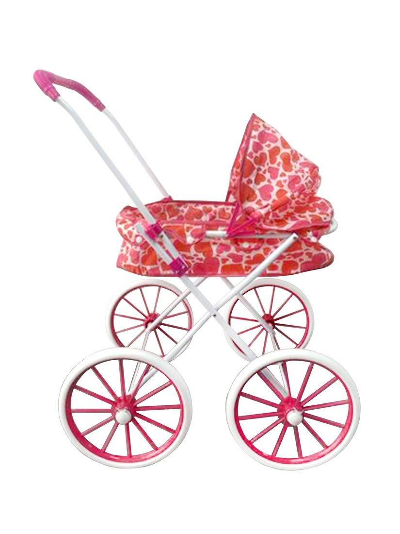Коляска-люлька для кукол Сердца, большие колёса, металл., пакет