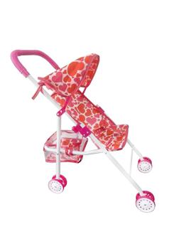 Коляска прогулочная для кукол Сердца с крышей, металл., пакет