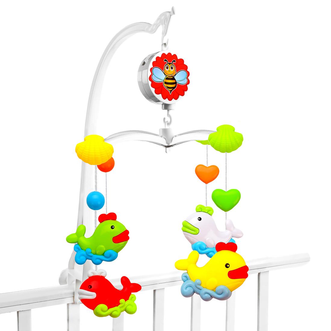 Мобиль на кроватку Рыбки на карусели, мех., звук, кор.