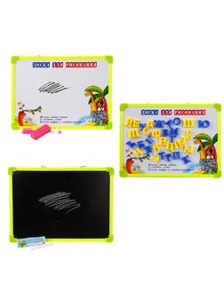 Доска для рисования, 33 магнит буквы,двусторонняя, маркер, мел