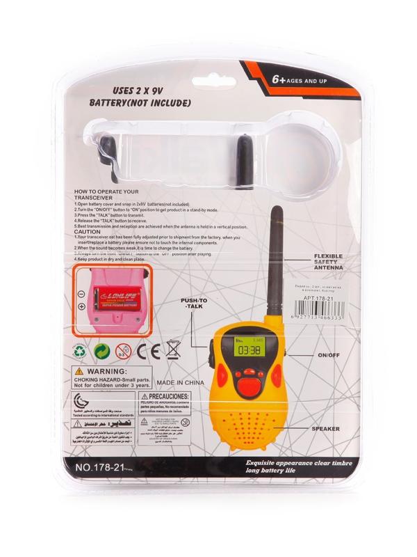 Рации эл., 2 шт., эл.пит. 9V*2шт. не вх.в комплект, блистер, в ассорт.