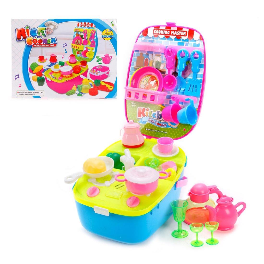 Плита с набором посуды, продуктов (20 предм.) и наклеек., кор.