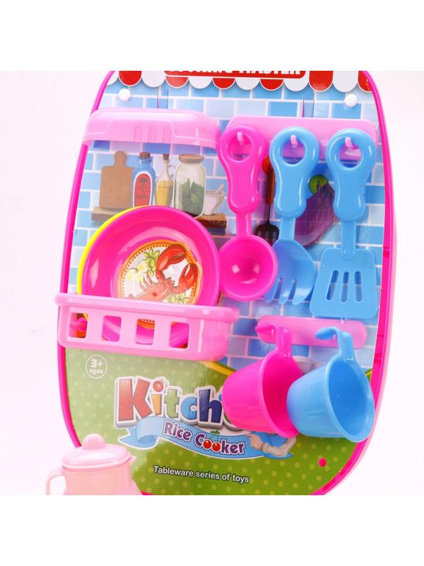 Плита с набором посуды, продуктов (20 предм.) и наклеек., кор.