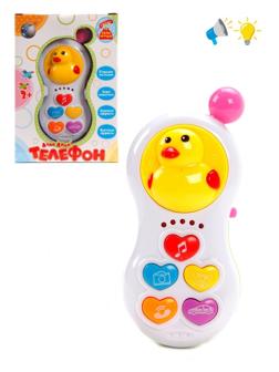 Телефончик Ало, Ало! Цыпленок, свет, звук, в ассорт., батар.АА*2шт.в компл.не
вх., кор.
